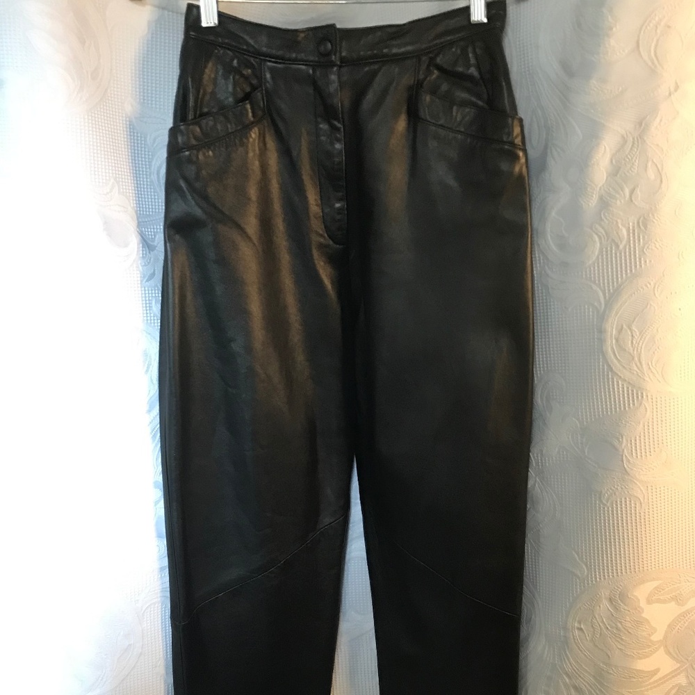 Black leather pants by Vacco inseam 28” waist 28” beautiful leather, great cut